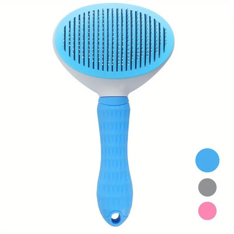 One-Click Pet Hair Removal Comb for Effortless Grooming of Dogs and Cats - Float Hair Removal Slicker Brush with Automatic Funct