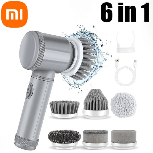 Electric Cleanning Brush 2024 Electric Scrubber for Bathroom with 6 Replaceable Heads,Handheld Spin Scrubber,Effortlessly for Showers, Floors, Grout