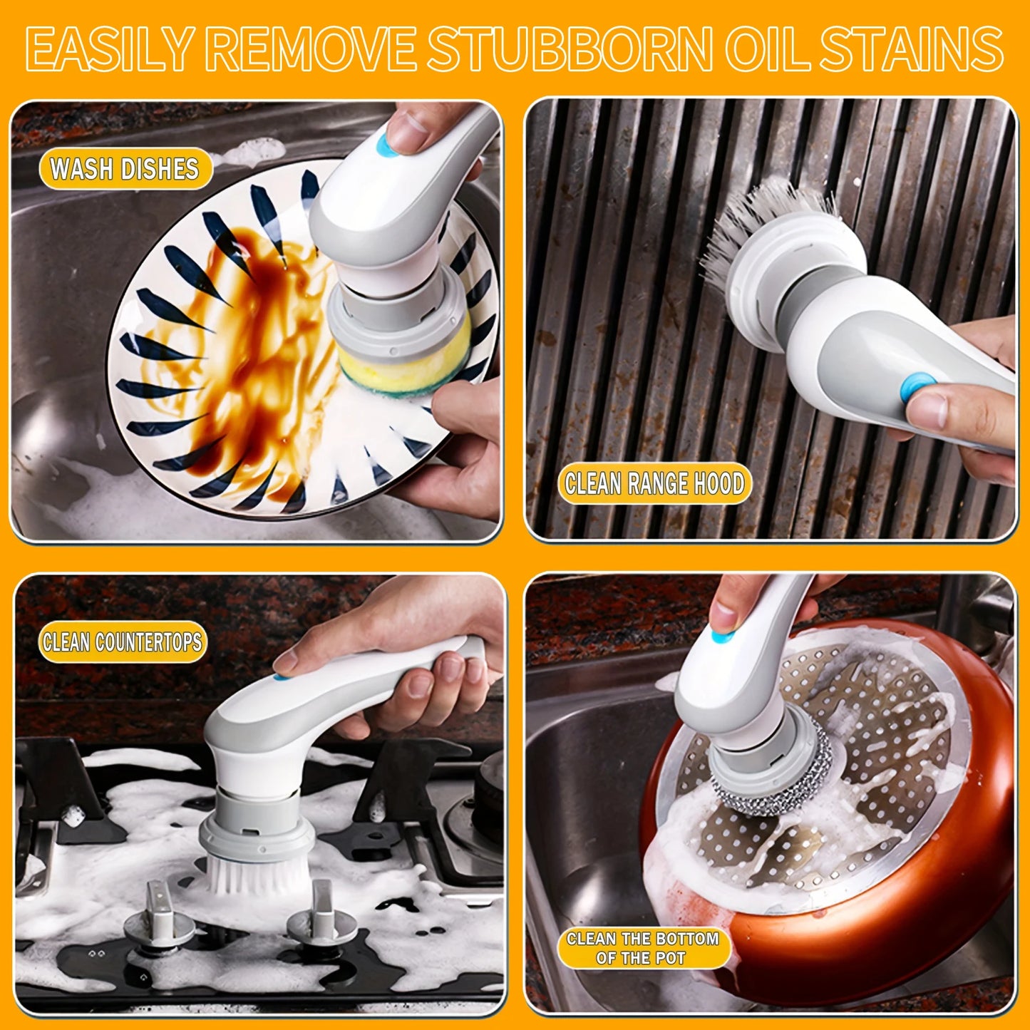 New Wireless Electric Cleaning Brush Housework Kitchen Dishwashing Brush Bathtub Tile Professional Spin Scrubber Cleaning Brush