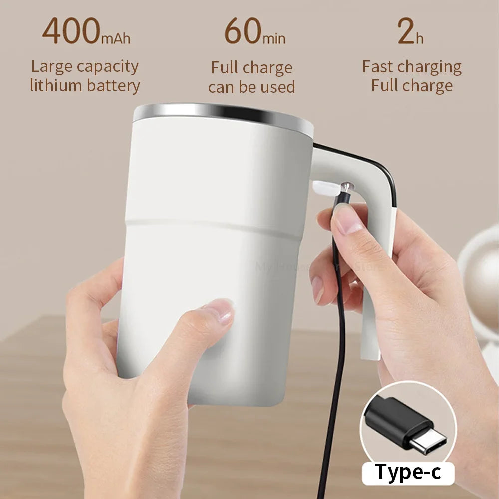 Rechargeable Automatic Self-Stirring Mug – Portable Magnetic Electric Stainless Steel Mixer for Coffee and Beverages