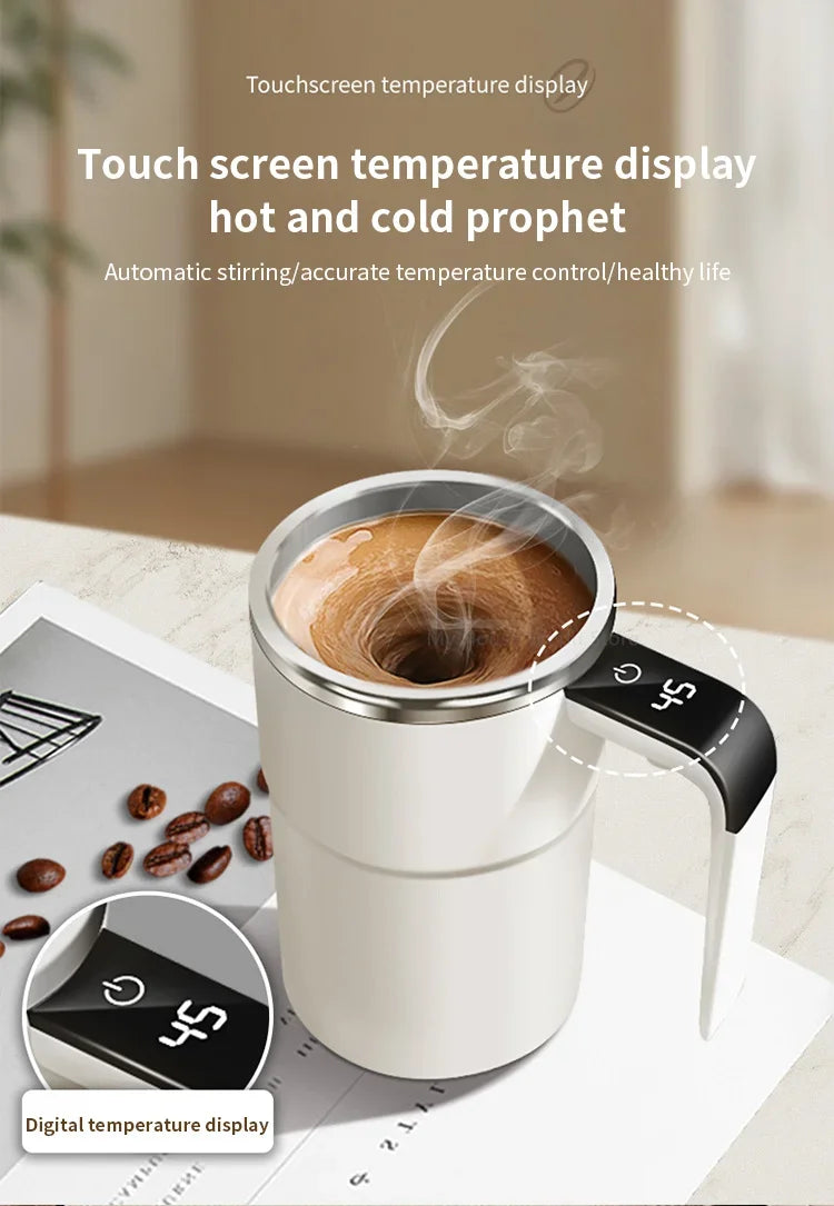 Rechargeable Automatic Self-Stirring Mug – Portable Magnetic Electric Stainless Steel Mixer for Coffee and Beverages