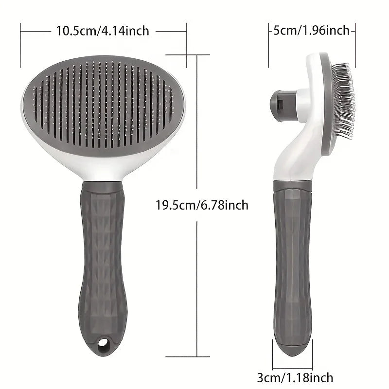 One-Click Pet Hair Removal Comb for Effortless Grooming of Dogs and Cats - Float Hair Removal Slicker Brush with Automatic Funct