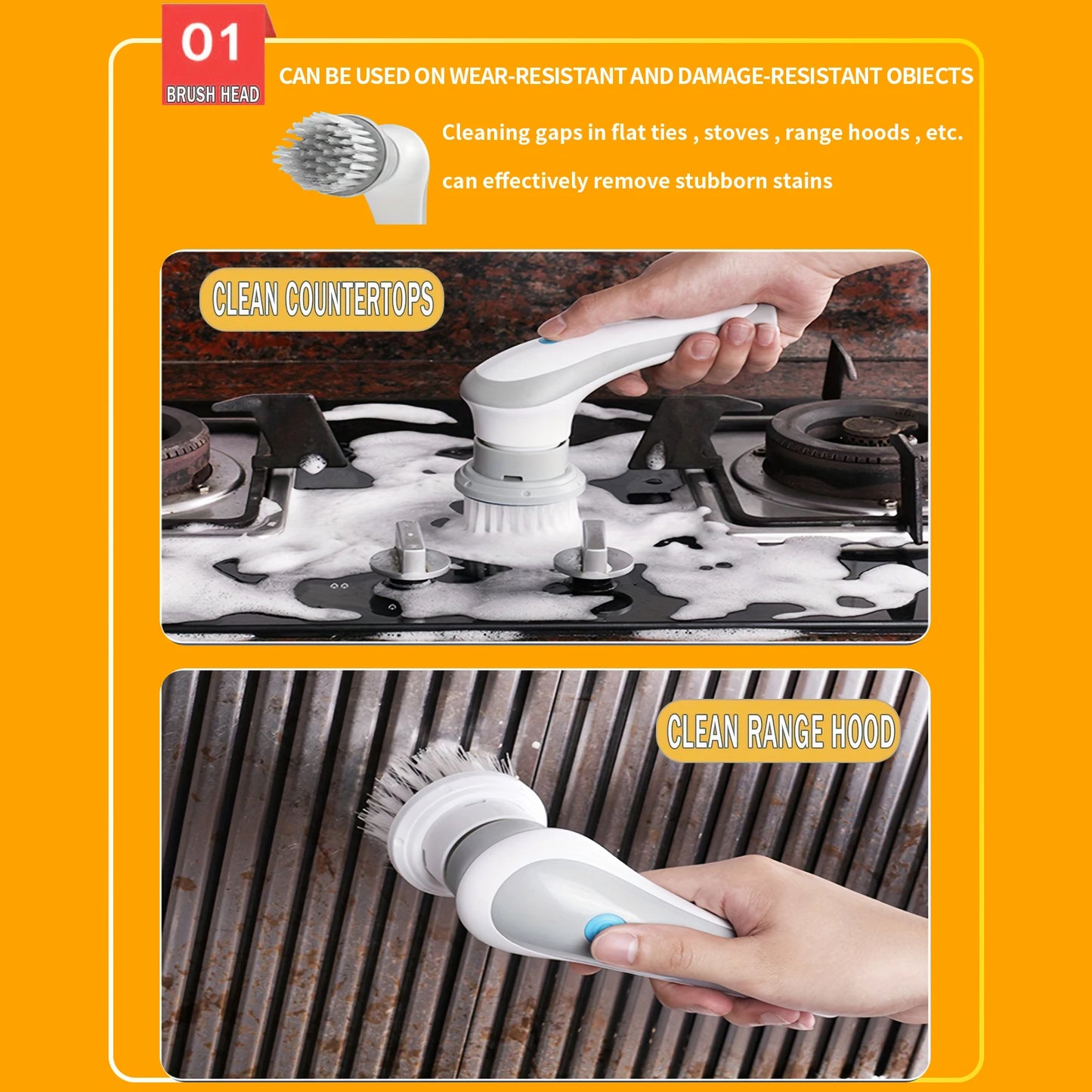 New Wireless Electric Cleaning Brush Housework Kitchen Dishwashing Brush Bathtub Tile Professional Spin Scrubber Cleaning Brush