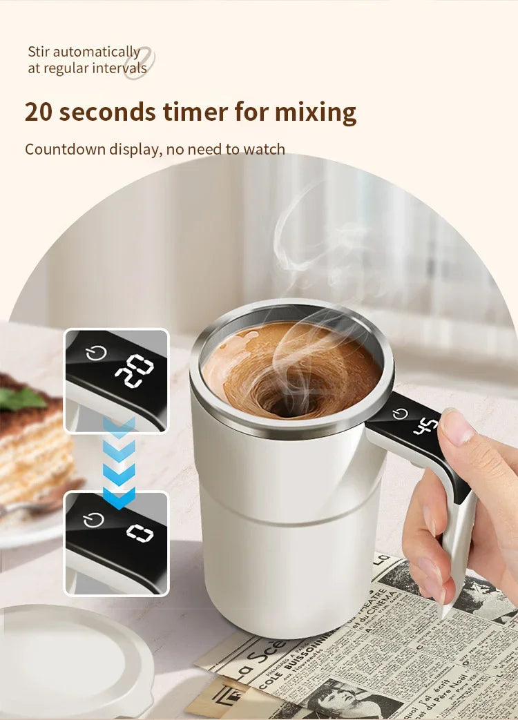 Rechargeable Automatic Self-Stirring Mug – Portable Magnetic Electric Stainless Steel Mixer for Coffee and Beverages