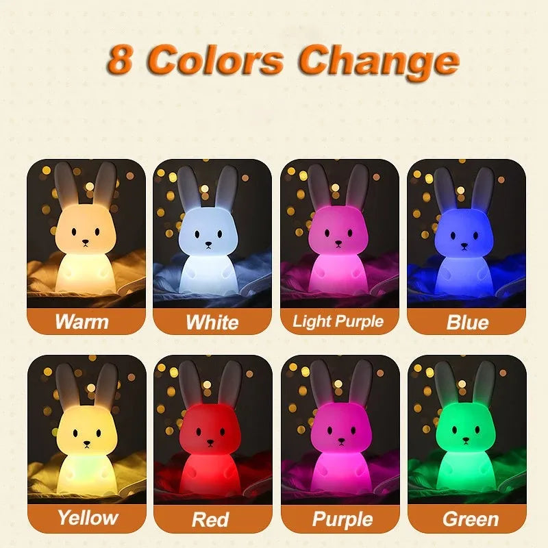 LED Night light Silicone Rabbit Touch Sensor lamp Cute Animal Light Bedroom Decor Gift for Kid Baby Child Table Lamp Home Decor