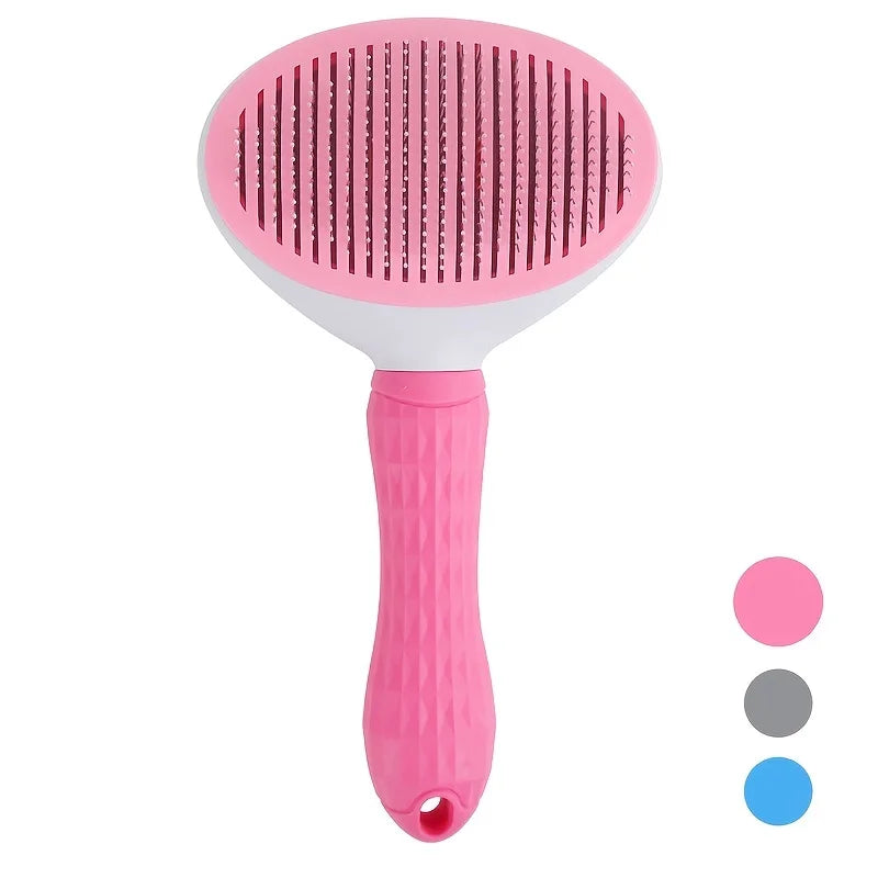 One-Click Pet Hair Removal Comb for Effortless Grooming of Dogs and Cats - Float Hair Removal Slicker Brush with Automatic Funct